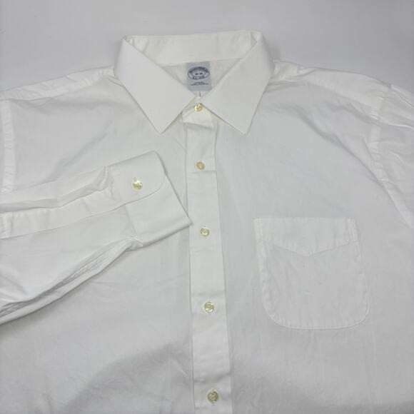 Brooks Brothers 18 -36 Solid White Long Sleeve Button Up Slim Fit Dress Shirt - Picture 1 of 5